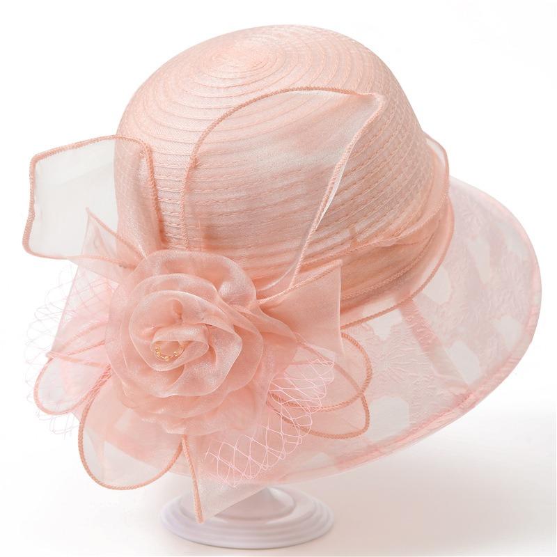 Hat Femininity Elegant Flower Bucket Hat British Summer New Breathable Versatile Basin Hat Top Hat