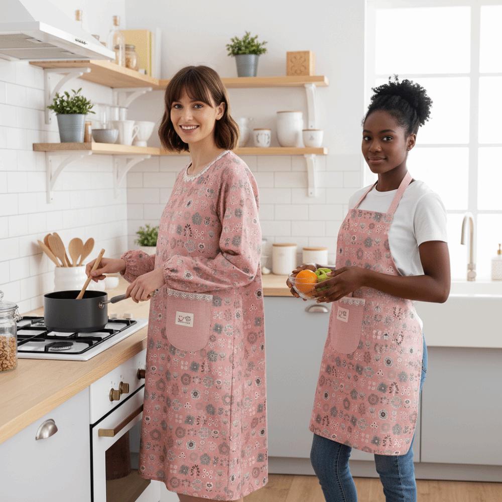 2Pcs Breathable Kitchen Cooking Apron Canvas Cleaning Apron Suspender Work Dress  BBQ