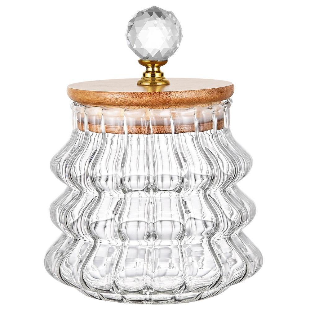 Striped Pattern Tea Sealed Jar Transparent Grains Jar Simple Kitchen Storage Bottle Candy