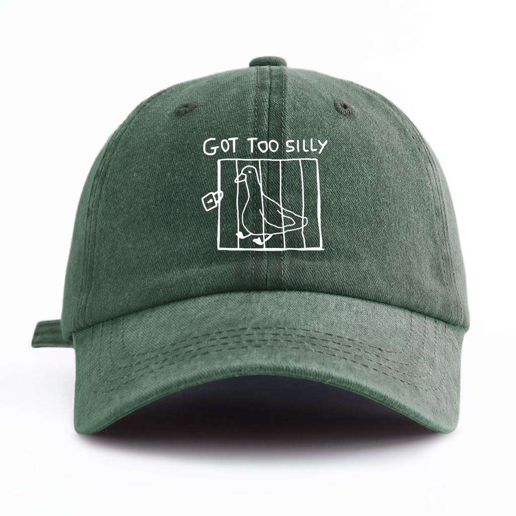 pc GOT TOO SILLY Print Washed Baseball Cap for AdultsMinimalist Retro Style Casual Soft Adjustable Dad HatPerfect As Gift