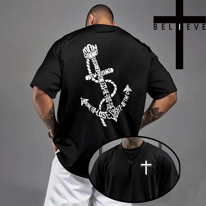 Christ Print Tshirt Men High Quality Pure Color Short Sleeve Top Spring Summer Daily Casual Fashion Jesus Cross Cotton Tees