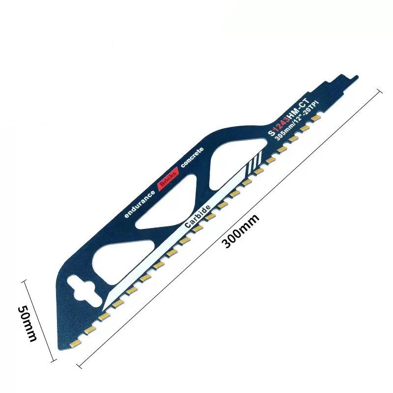 

1 шт. 12 дюймов Полотно сабельной пилы для демонтажа кладки - Полотно из твердого сплава для резки кирпича, дерева, металла, ПВХ-труб, пористого бетона 300mm