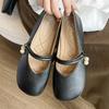Flat-soled single shoes women's 2025 new summer shoes grandma shoes with skirts soft-soled pearl pregnant women Mary Jane shoes summer