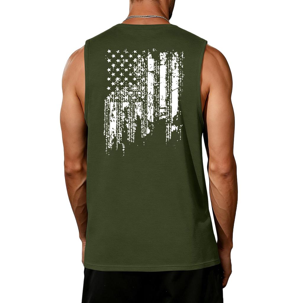 Men's Sleeveless Tank Top Casual Athletic Shirt with Independence Day Patriotic Print Round Neck Lightweight Summer Vest