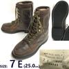 Leather 10-Hole Lace-Up Work Boots 70s-80s Vintage Size 7E 25.0 Brown Military Style