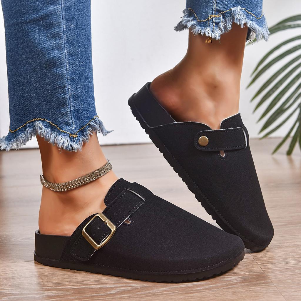 Women Closed Toe Flat Slippers Summer New Cork Platform Shoes for Women Casual Clogs Slippers Outdoor Flat Sandals Slides Women