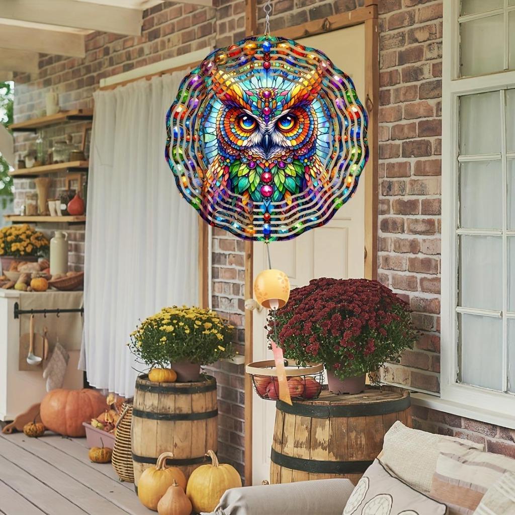 Enchanting, Charming Owl Metal Wind Spinner - Perfect Gift for Women, Mom, Grandma, Wife | 25.4cm Indoor/Outdoor Decor | Ideal Christmas Ornament