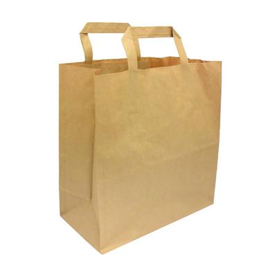 Brown Kraft Paper Catering Bag with Flat Handle 26X17X26Cm 250pcs