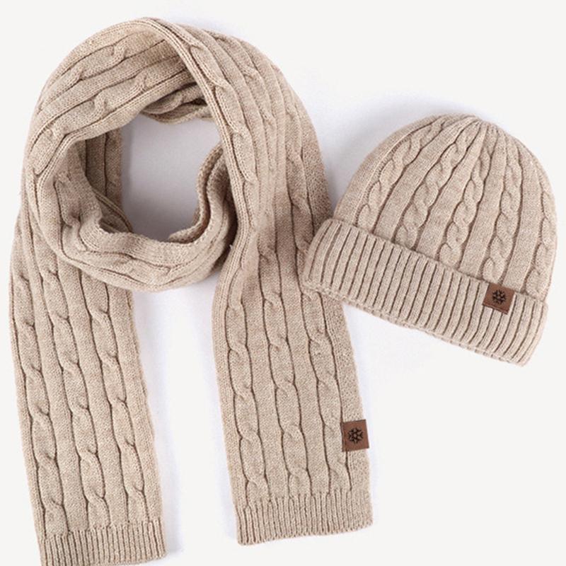 Womens Ladies Thick Knit Hat Scarf AND Touchscreen Gloves Set Knitted Winter