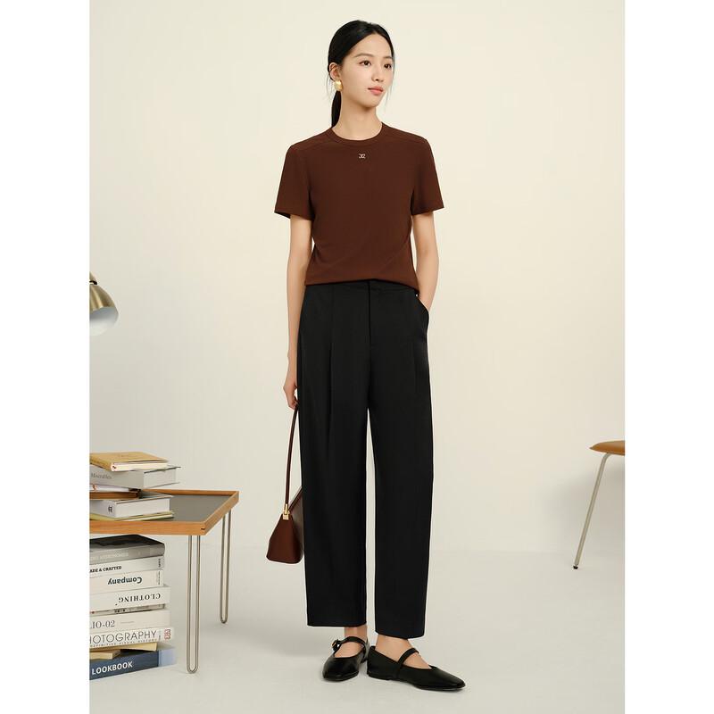 JUZUI Women's Basic Round Neck Short Sleeve T-Shirt