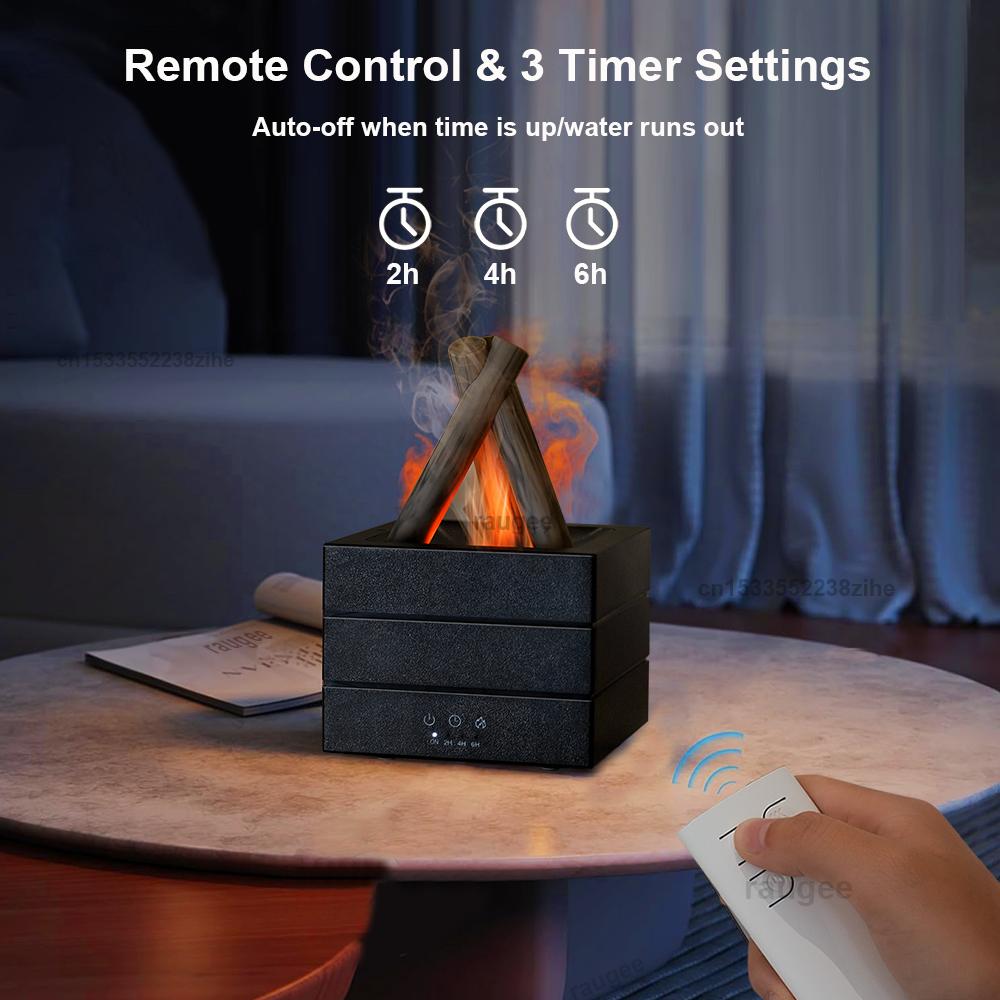 Flame Humidifier Fragrance Diffuser Aroma Humidifier Aromatherapy Essential Oil Diffuser with Night Light and Remote Control