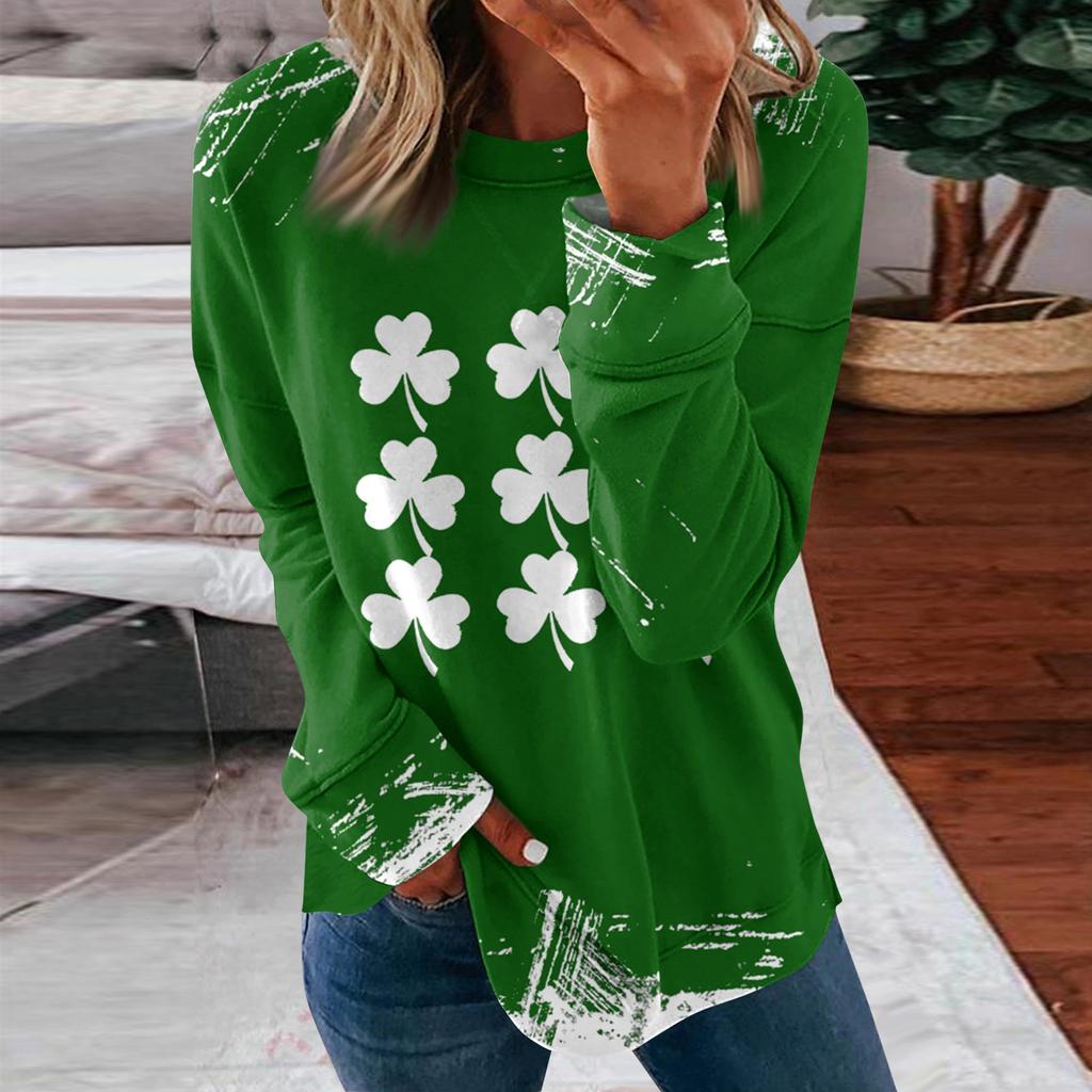 Damenmode Lässig Bedruckter Rundhals-Pullover Langarm-Oberteil