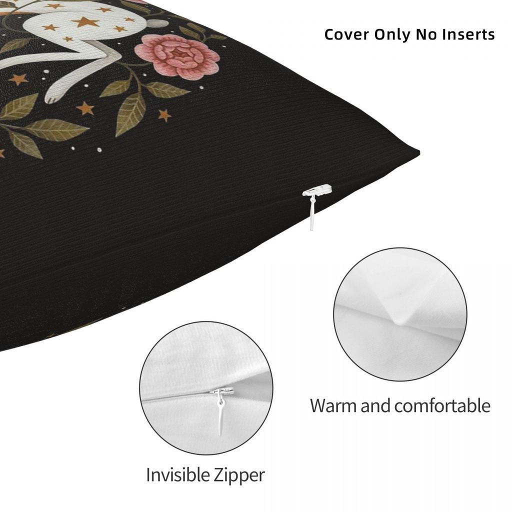 Federa Quadrata Cuscino con Coniglio Intrecciato tra Fiori di Bellezza Poliestere Lino Velluto Fantasia Zip Decorativa Federa Cuscino Copertura Cuscino Divano