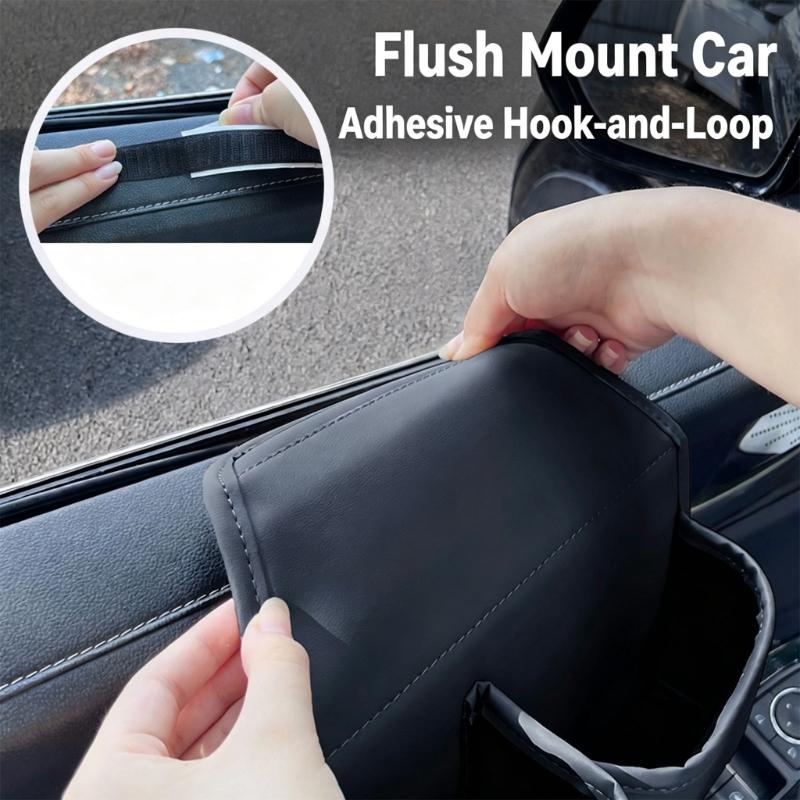 Car Interior Door Bag with Separate Compartments and PU Leather Finish for Phones, Cards, and Cables on Daily Drives