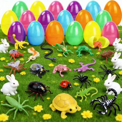 24 Piezas Huevos de Pascua Prellenados Recuerdos de Fiesta Huevos con Juguetes de Insectos y Ranas Dentro Rellenos para Cesta de Pascua Regalos para Niños Pequeños