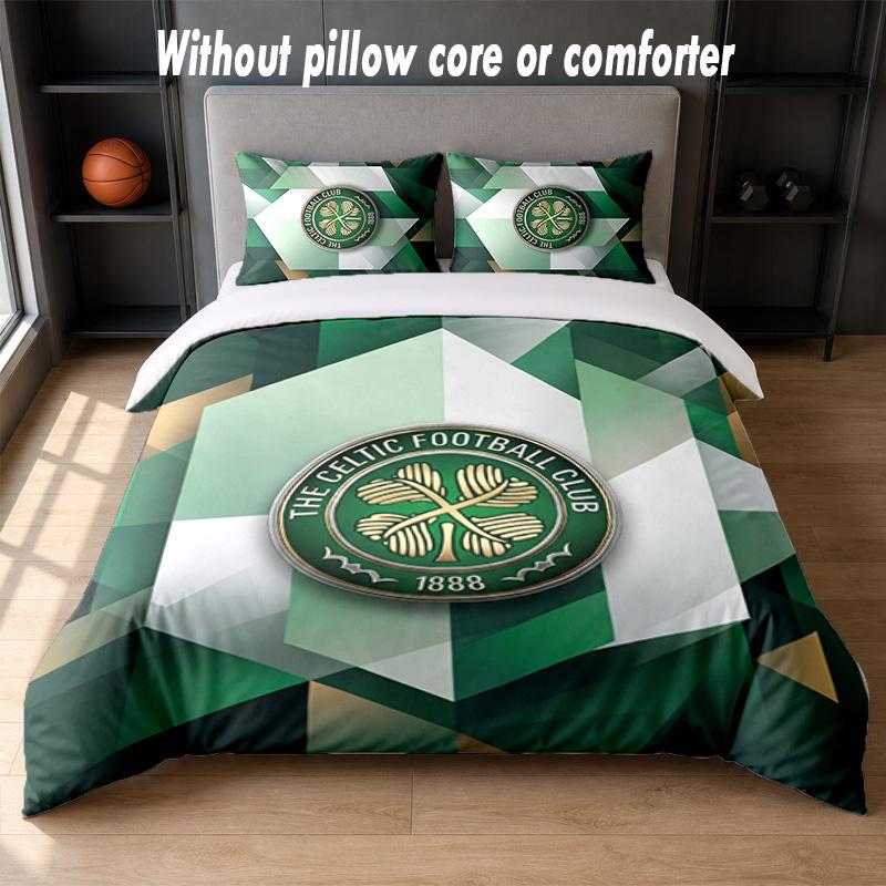 Celtic FC Design Bed Bedding Set 1 Duvet Cover + 2 Pillowcases Soft Breathable Household Bed Linens