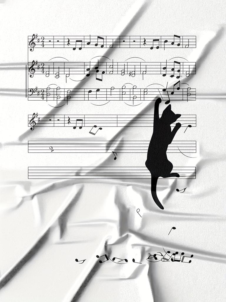 Summer Short Sleeve Shirt for Men, Cat and Music Note Pattern, Button Collar, Regular Fit, Fashionable Sports Casual Vacation Beach Style, Suitable