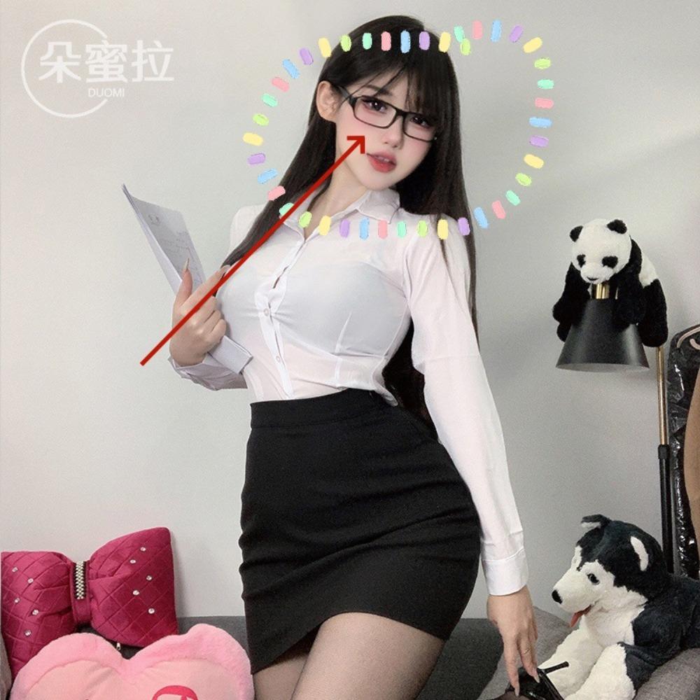 Domila Sexy Secretary Uniform Suit Seduction Hips Passion Nightclub Female White Collar Pure Desire Cosplay