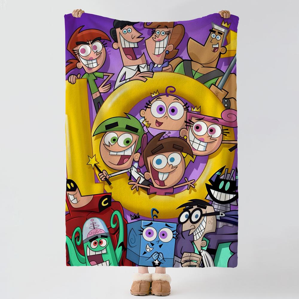 Cartoon T-The Fairly Odd Parent-T Throw Thick Comfort Flannel Quilt, Multi-scene Use Indoor Outdoor Daily Nap