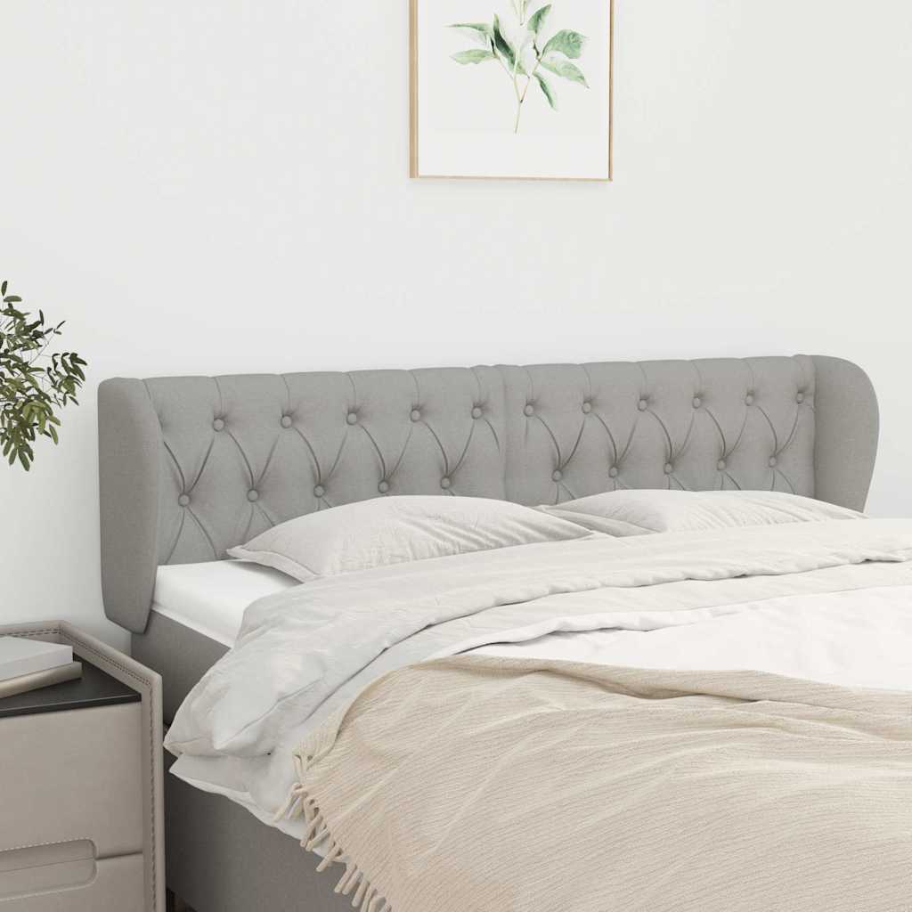 vidaXL Kopfteil mit Ohren Hellgrau 163x23x78/88 cm Stoff