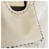 Trendy Retro One-Shoulder Rivet Bag with Textured Design