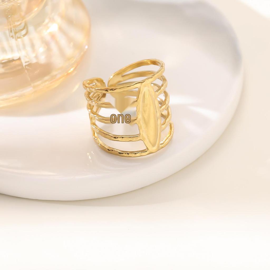 18K Non-fading European and American Irregular Hollow Ring - Versatile Fashion Hand Jewelry Design