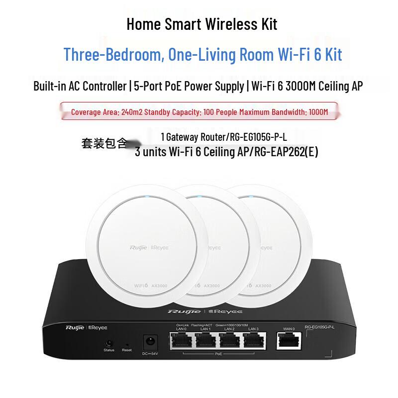 Ruijie WiFi 6 Ceiling Mount Mesh Networking Kit