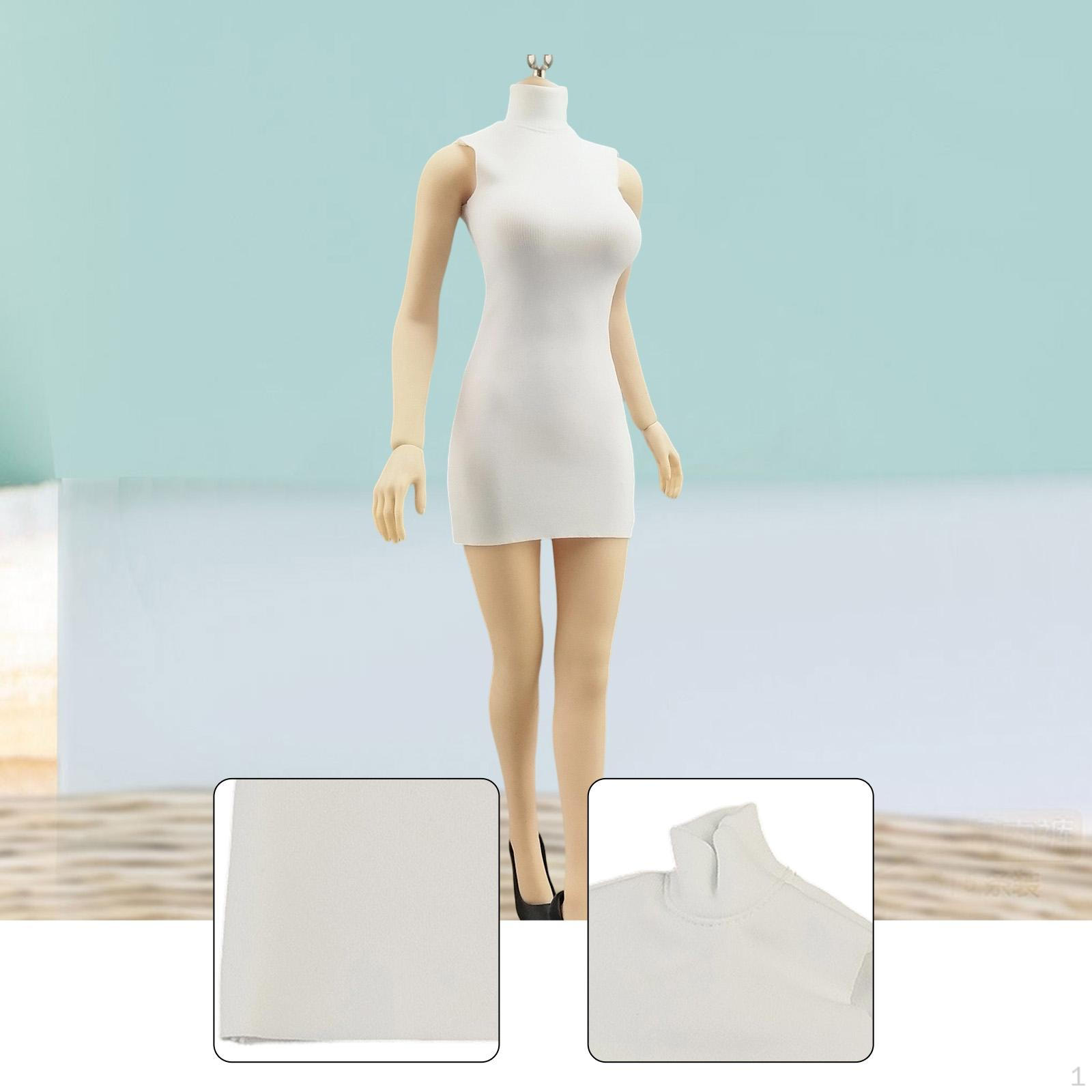 

1/6 Mini Short Dress Miniature Summer for 12 inch Female Figures White