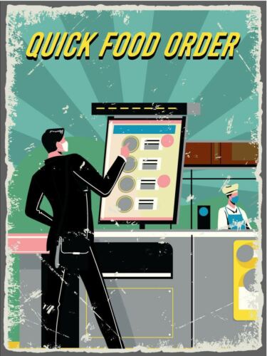 

Metal plaque vintage retro style Quick Food Order Classic tin door signAluminum 20x30cm（7.8x11.8inch）