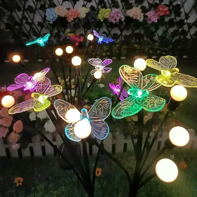 D2 Outdoor Solar Garden Lights Powered Firefly Lights Solar Outdoor Lamp Waterproof Garden Decor Home Lawn Lights for Decoration