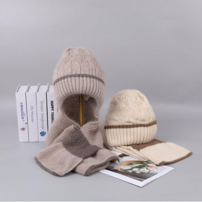 Autumn and winter squirrel velvet warm women's wool hat versatile snow hat cold winter hat scarf integrated knitted hat
