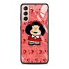 Anime Cute Mafalda Tempered Glass Case For Samsung Galaxy S21 S20 Ultra S10 Plus Lite S20fe 5g S10e S9 S8 Bumper Cover Funda