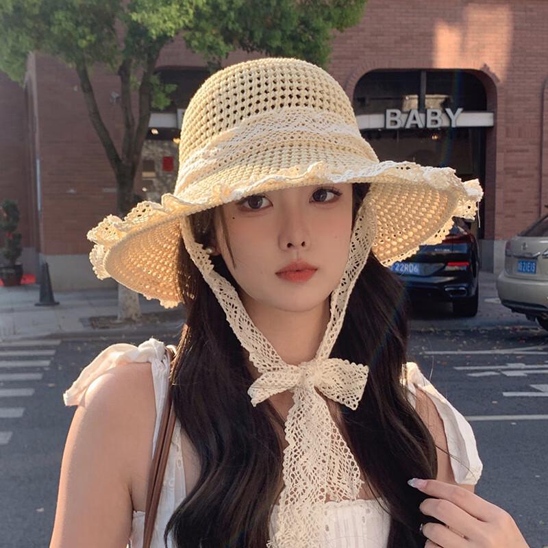 

Женская соломенная шляпа в японском стиле с кружевом