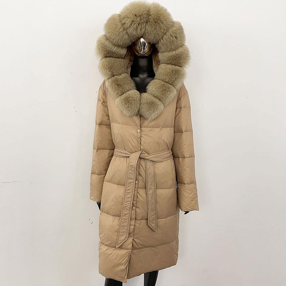 OFTBUY Winter Women Coat Real Fox Fur Collar Hooded Jacket Thick Warm Autumn Hat Detachable X-long White Duck Down Overwears