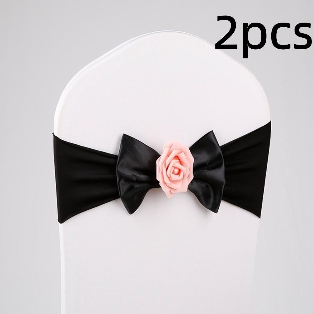 2pcs Vintage Satin Chair Sashes Band Multicolor Chair Back Flower Durable Chair Bow Tie Birthday
