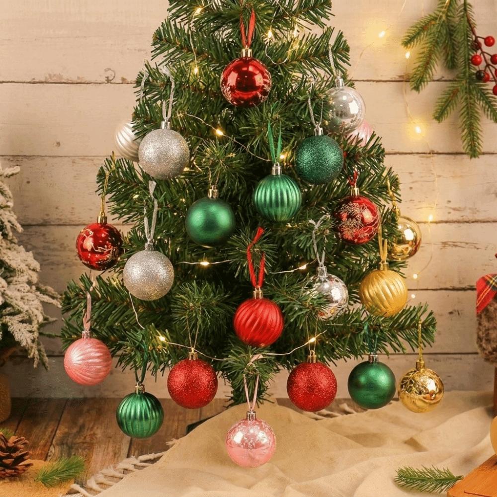 9Pcs/Set Plastic Christmas Balls with Gold Pattern Shatterproof Christmas Balls Pendant Decorative Red Xmas Tree Ornaments