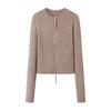 Knitted Knit Sweater with Zipper Slim Fit Sweater Early Autumn Women's Top Round Neck