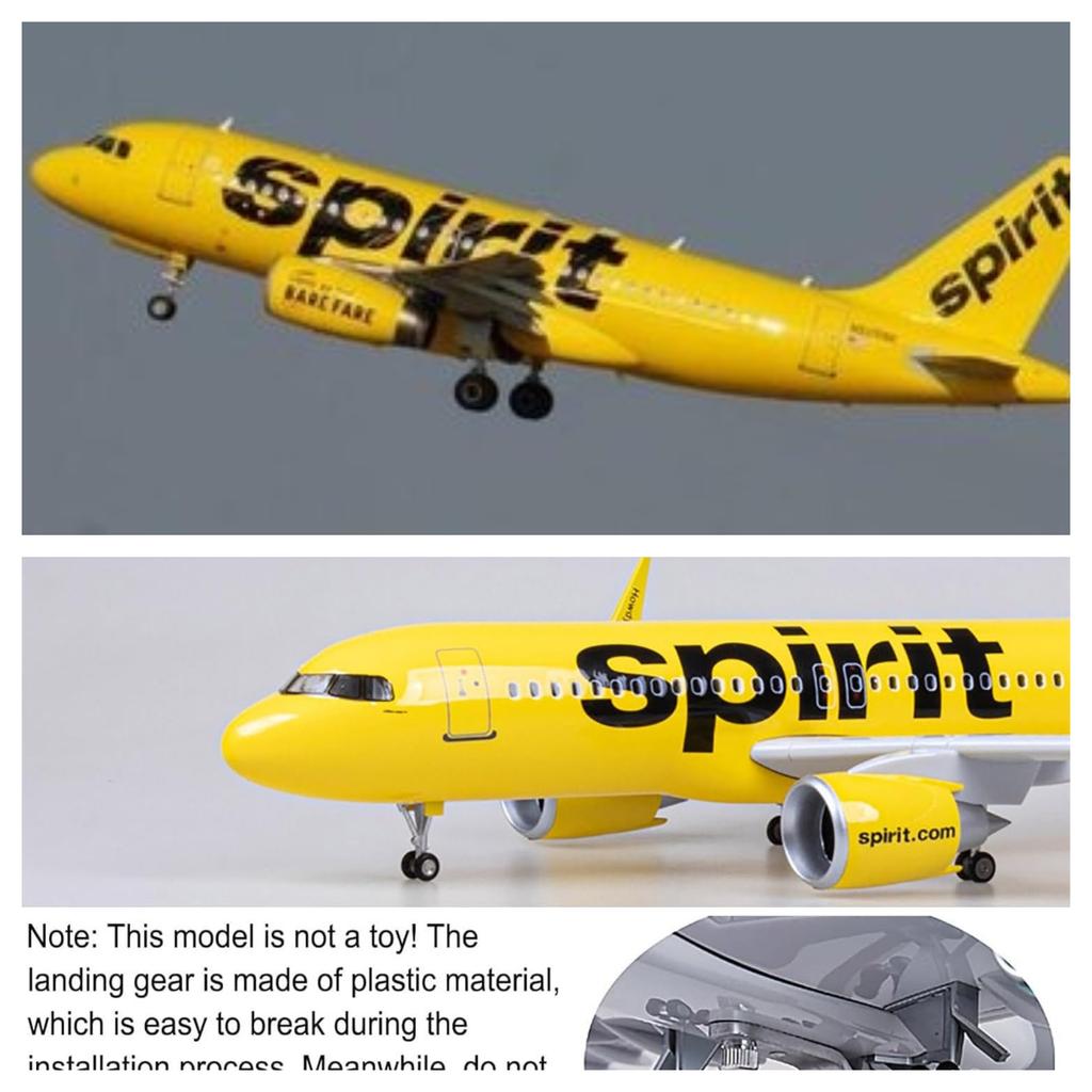 1:80 Scale 47cm 320 Large Airplane Model Spirit Airlines Airbus A320 Plane Model Diecast Airplanes Decorations Aircraft Collecti