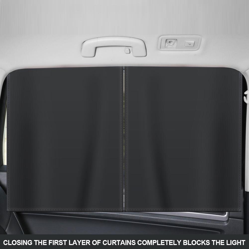 Magnetic Dual- Layer Car Sun Shade Curtain Mesh Window Shade Sun Protection Heat Blocking