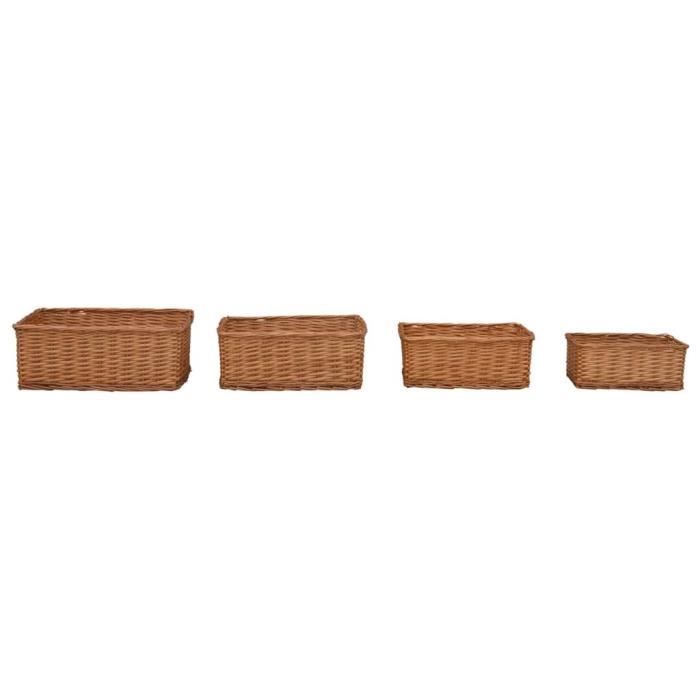 VidaXL Ensemble de paniers gigognes 4 pcs Marron Saule