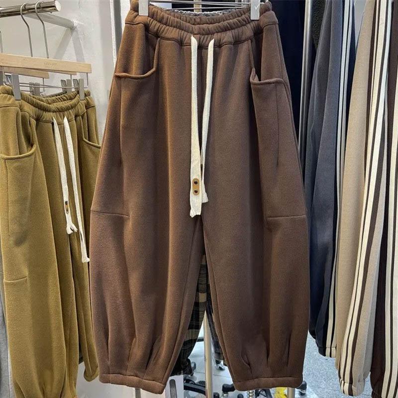 Pants for Women Elastic High Waist Long Trousers Plus Size Thickened Stretchy Versatile Casual Wide Leg  Pants