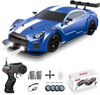 Remote Control Car 1/16 2.4GHz 4WD RC Drift Car, Rechargeable 18KM/H+ High Speed RC Cars Racing Car with Spray, Cool Lights