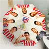 Atlético Madrid Logo Print Automatic Umbrella, 8 Rib Iron Frame, Plastic Handle, Suitable for Outdoor Travel &Daily , Ideal Gift
