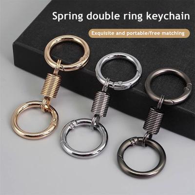 6 Pièces Porte-clés Rétro à Double Anneau Ressort Alliage de Zinc Anti-Perte Extensible Organisateur de Clés avec Fermoir Mousqueton Outil Multifonctionnel