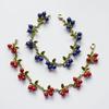 Colorful Beaded Plant Leaves Bracelet Sweet Berry Charm Bracelets Wristchain for Women Girls Party Birthday Jewelry Gift