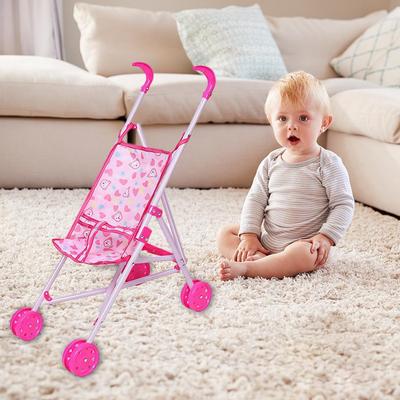 Pink Doll Stroller Toddler Learning Toy Multi-functional Stable Small Baby Safe Dolls Accessori A5T6