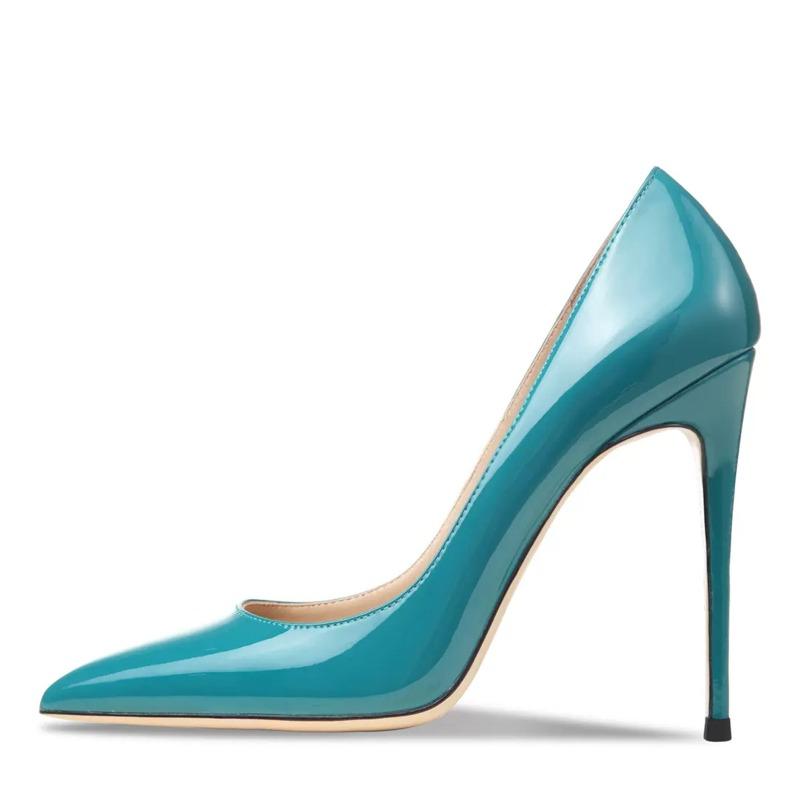 New Sexy Cm Pointed Head Shallow Mouth Patent Leather Stiletto Wedding Banquet Large Size Women's Shoes