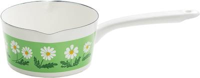 Milk Pan, Enamel, 15cm, Induction and Gas Compatible, Made In Japan, Aderia Retro, White, Wildflower Pattern, ADR-22
