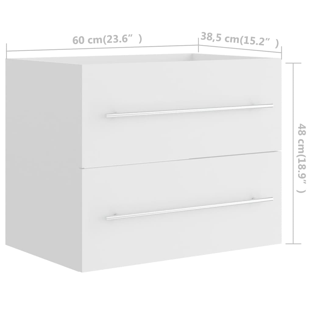 White Washbasin Cabinet with Built In Basin Particleboard