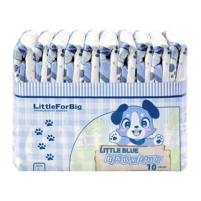 LittleForBig Одноразовые подгузники для взрослых, упаковка 10 шт. [Синий Baby Kemono-chan] с индикатором влаги, Толстые, Высокая впитываемость, Липучки